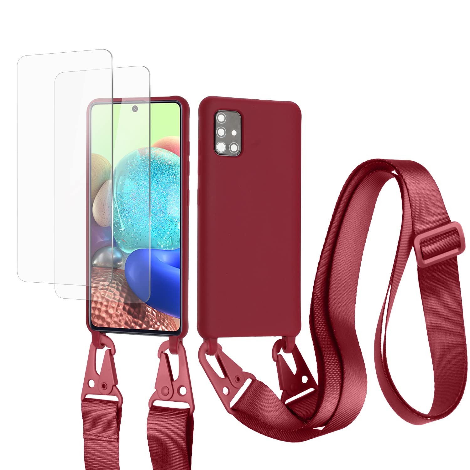 vrupin Funda Compatible con iPhone 13.con (2 x Protector Pantalla)con Cuerda Case con Ajustable Cordón.Silicona Líquida Funda-Loto Color — view 8