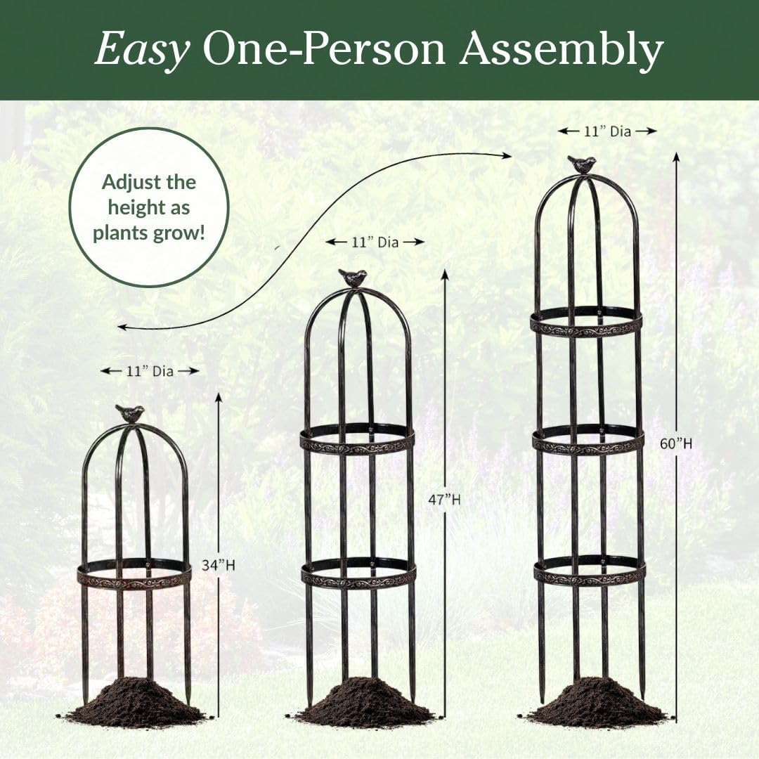 Evergreen 7 Feet Garden Metal Garden Obelisk Trellis for Climbing Plants Outdoor | Indoor Plant Trellis for Potted Plants | Floral Pattern Arch Trellis | Antique Copper
