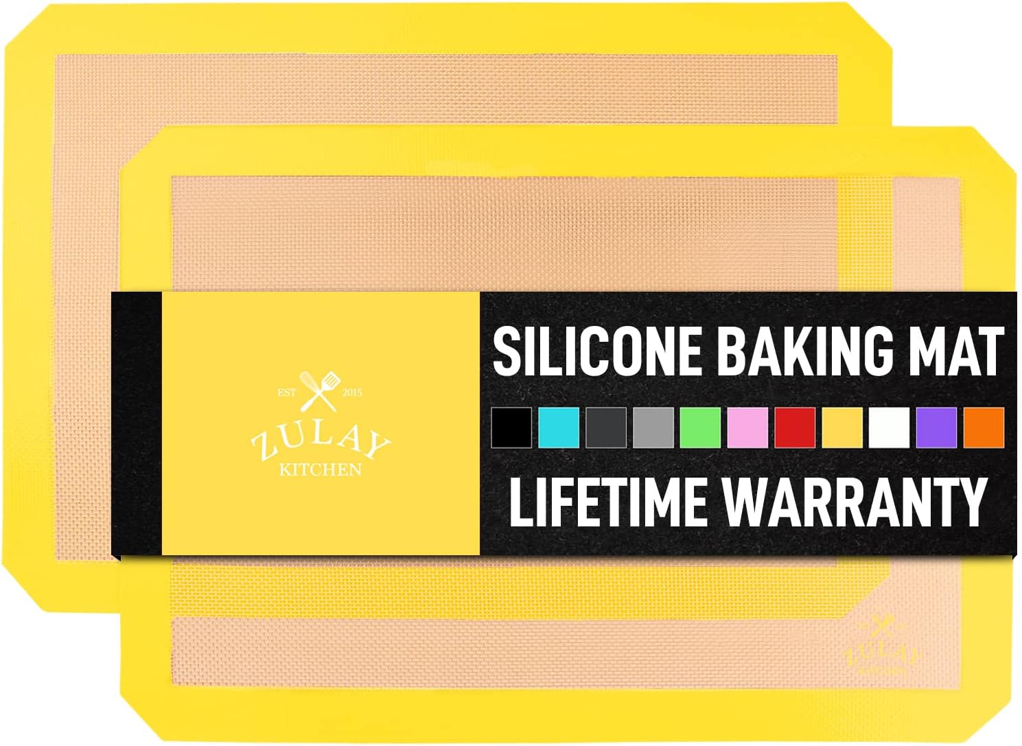 Zulay Kitchen (2 Pack) Silicone Baking Mat Sheet Set