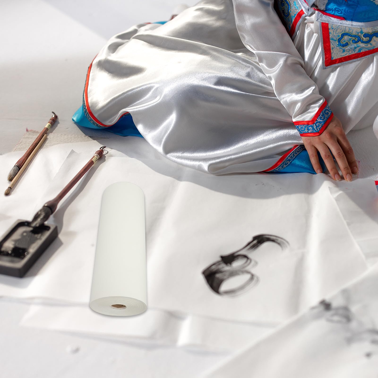 UKCOCO Weiße Skizzenpapierrolle aus Dickem Papier für Chinesische Kalligrafie und Künstlerische Tätigkeiten mit Glatter Präziser Oberfläche