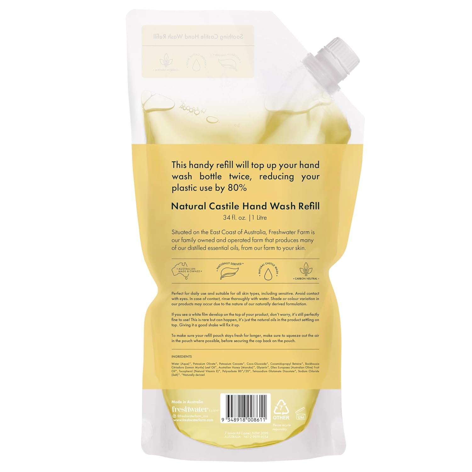 Freshwater Farm Australia Lemon Myrt Manuka Honey Refill, 34 FZ