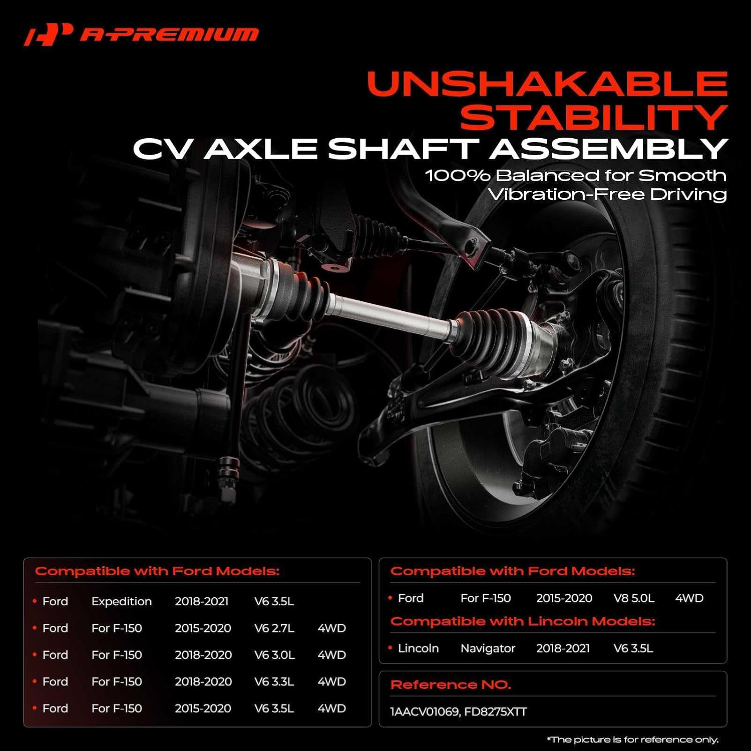 A-Premium Front Passenger CV Axle Shaft Assembly High Articulation Off Road Compatible with Ford F150 2015-2020, Expedition & Lincoln Navigator 2018-2021 - for Lifted or Stock Suspensions