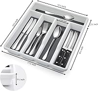 Vista 3 de E-far Juego de cubiertos de 24 piezas con bandeja organizadora y cuchillos para carne, cubiertos de acero inoxidable para 4, utensilios básicos