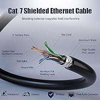 Vista 4 de Cable Ethernet Cat 7 para exteriores, 26 AWG, resistente, Cat7, cable de conexión de red RJ45, velocidad de transmisión, 10 Gbps, ancho de banda
