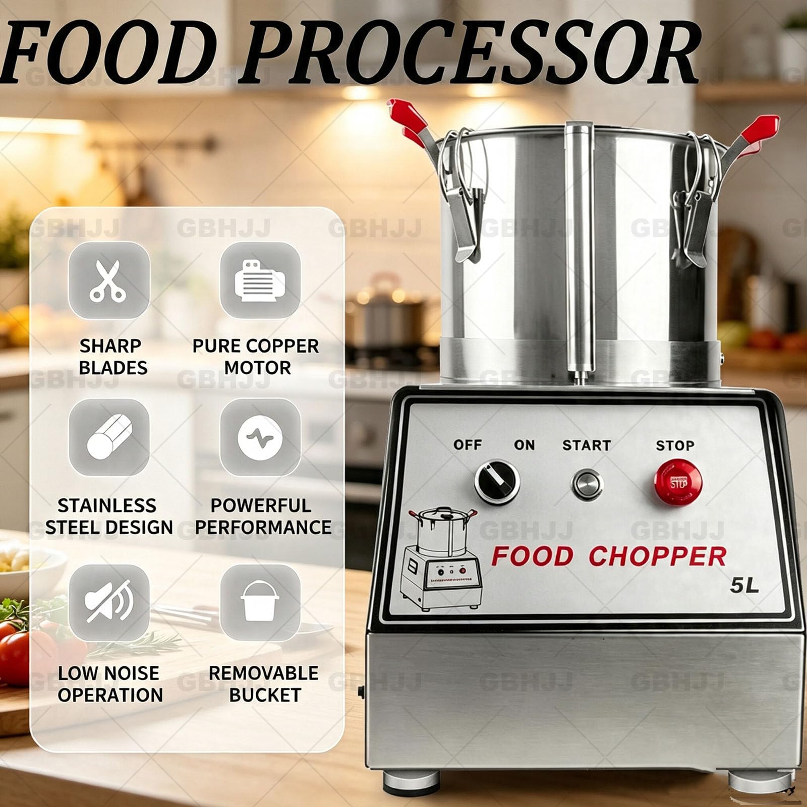 Cutter Elettrico Professionale, Robot da Cucina Tritatutto per Verdure 7L | Multifunzione per Bar, Ristoranti e attività di Ristorazione Collettiv