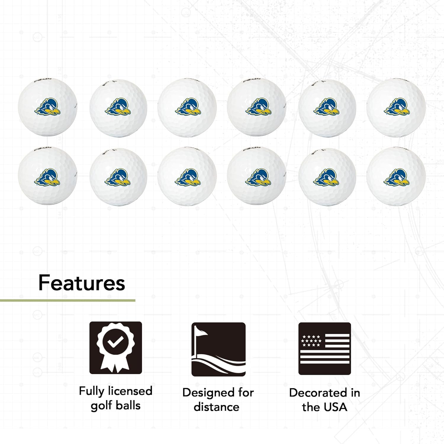 Desert Cactus University of Delaware Golf Balls 12 Pack – UD Fightin Blue Hens Full Color Dozen – Officially Licensed Sport Team Accessory (Design B)