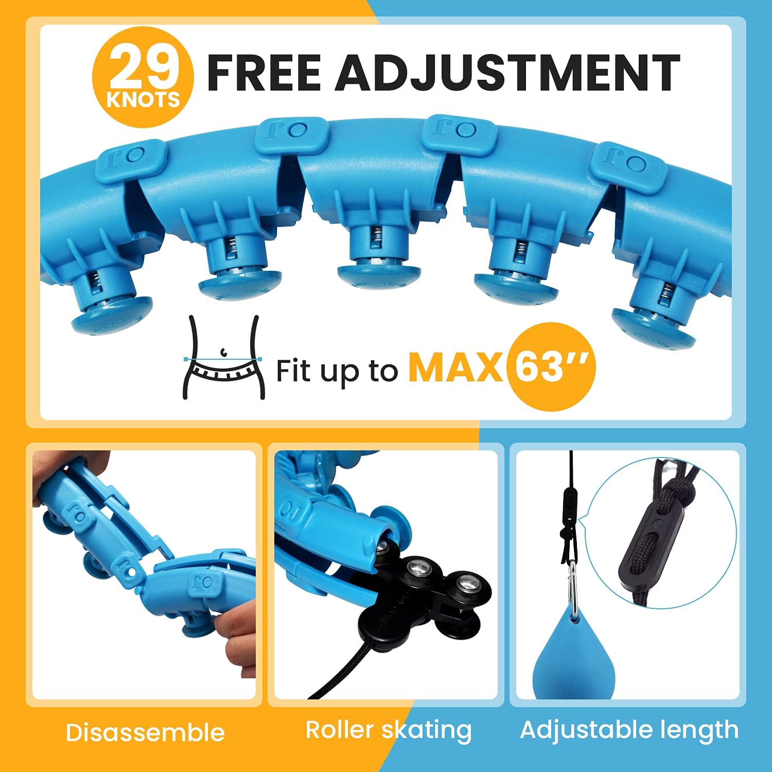 mjyphdm Smart Weighted Hoola Hoops,Fitness Exercise Hoop Plus Size,for Adults Weight Loss,Abdominal Trainer, 29 Detachable Knots Pilates Circles,Sports & Fitness Exercise for Overweight People : Sports & Outdoors