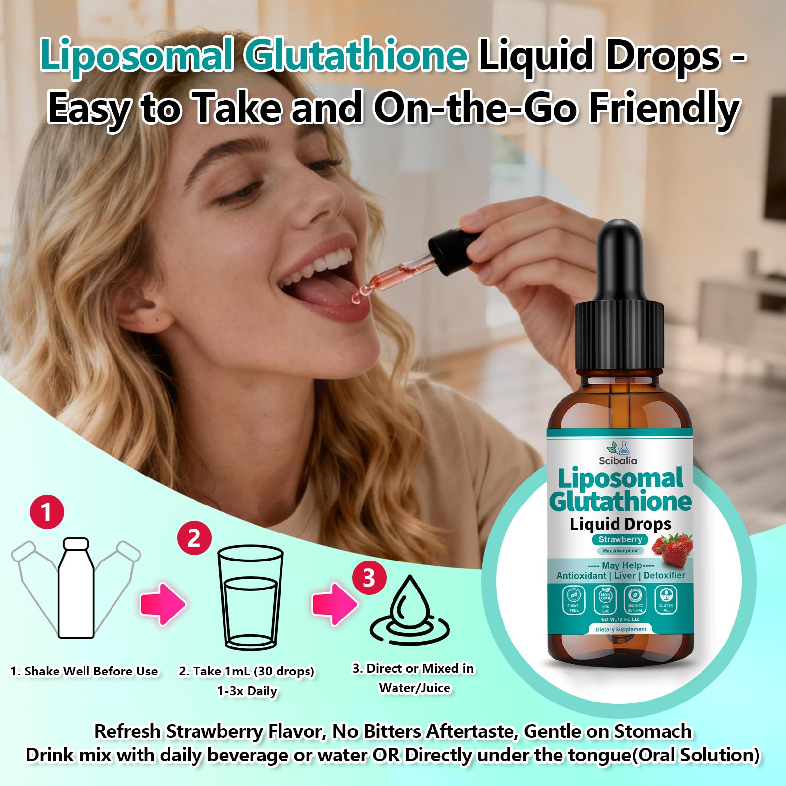 5-in-1 Liposomal Glutathione Supplement Liquid Drops 1750mg — Amazon image 7