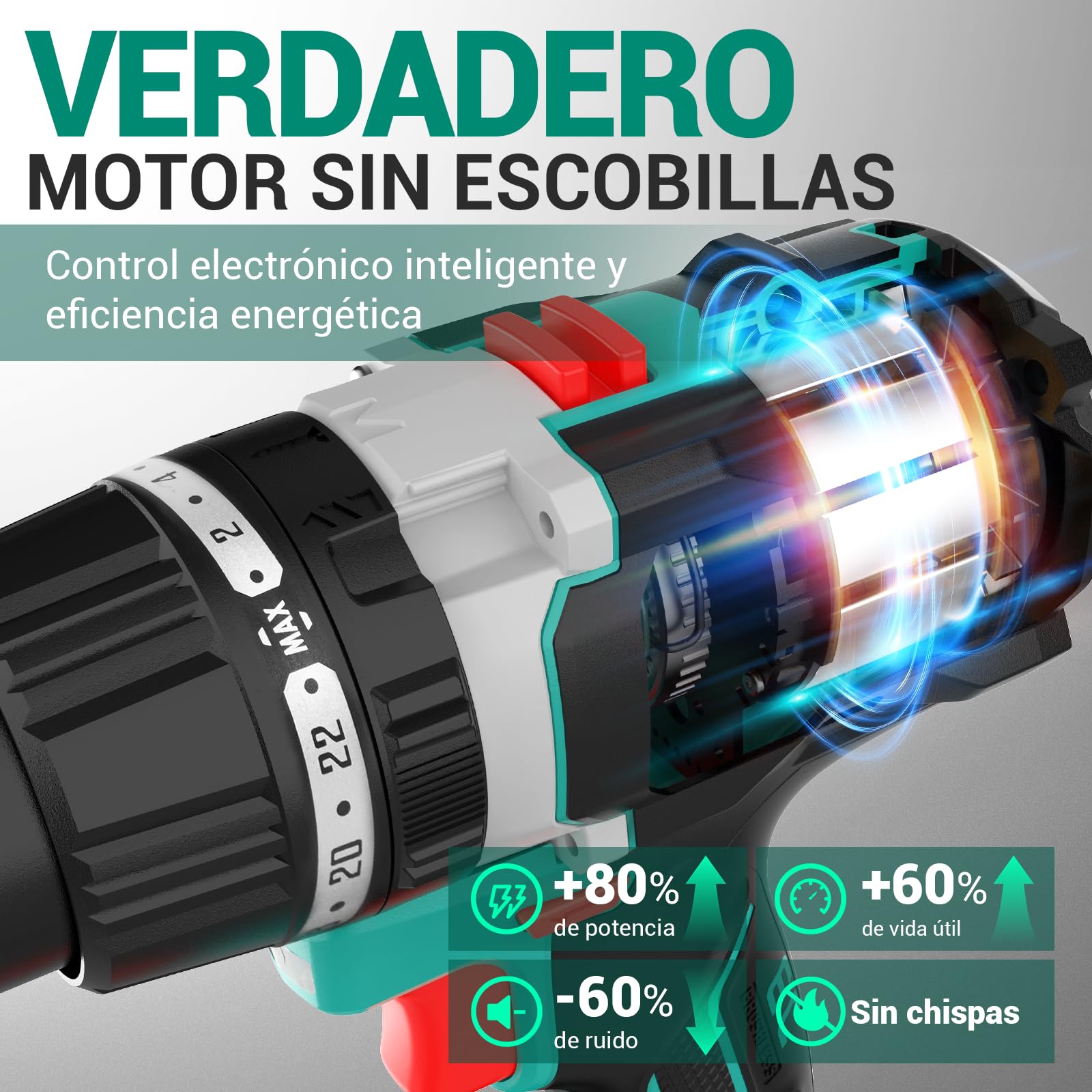 DCA Trapano Avvitatore A Percussione Brushless 20 V, 120 Nm, Mandrino Metallo 13 mm, Frizione 24+1+1, 32000 Colpi/min, Con Batterie 4,0 Ah Per Mattoni, Metallo E Legno