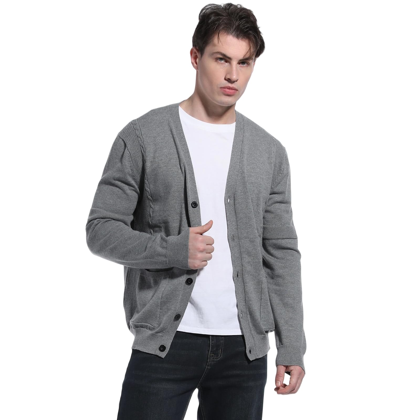 Cardigan da Uomo Maglieria Scollo V Cardigan con Tasche Cotone a Maniche Lunghe Maglione Elegante e Casual Giacca Leggera per Ufficio e Appuntamenti Taglie S-XXL