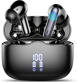 Wireless Earbuds, Bluetooth 5.4 Headphones in Ear with HiFi Stereo Deep Bass, 4 ENC Noise Cancelling Mic Wireless Earphones 40H Playtime, Bluetooth Earbuds Dual LED Display, IP7 Waterproof, USB-C - Amazon product rated Grade A