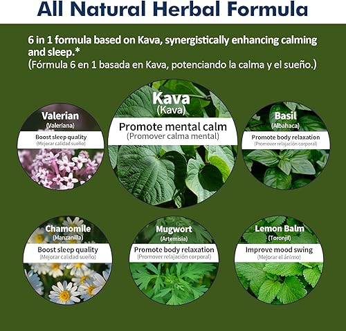 Miniatura 4 de Gotas de extracto de raíz de kava kava para apoyo calmante y relajación, suplemento de tintura de mezcla de hierbas naturales para un mejor apoyo al