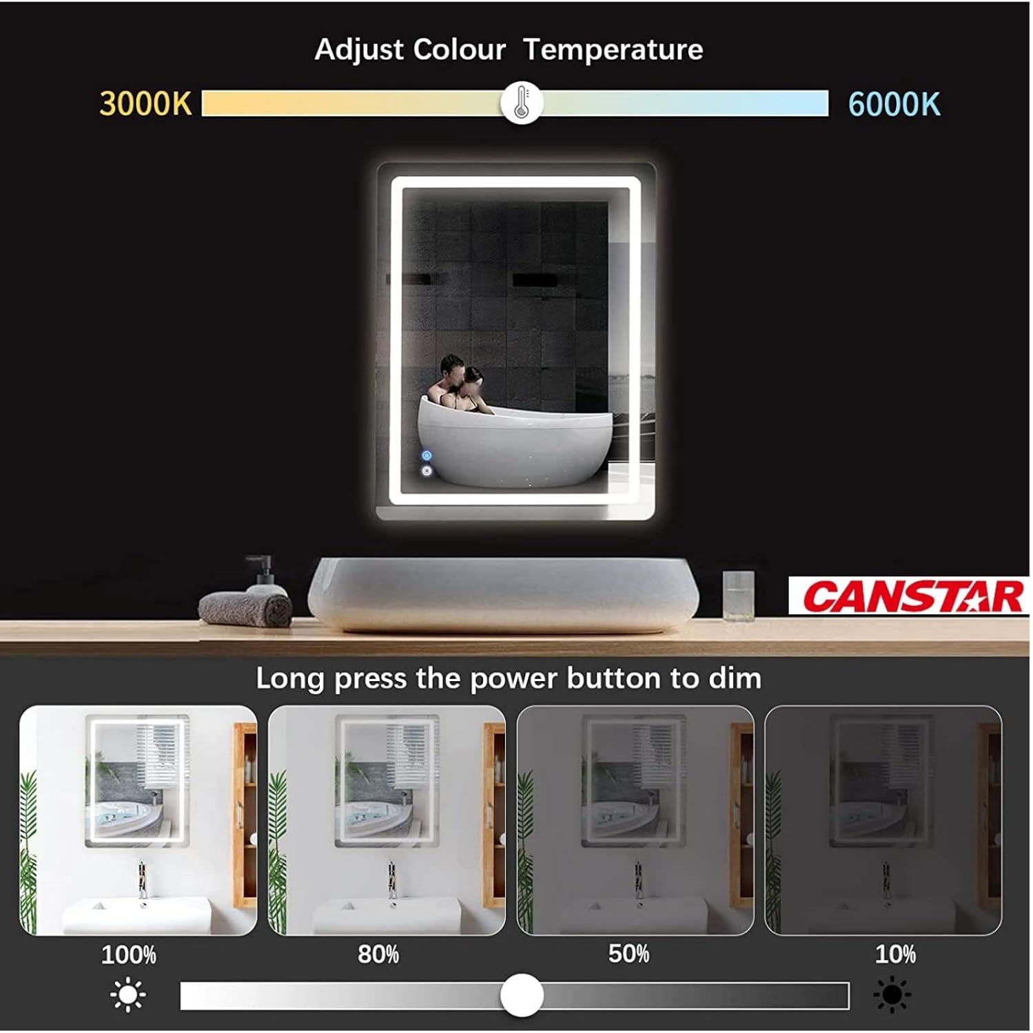 Waterproof LED Bathroom Mirror with AntiFog, Wall Philippines Ubuy