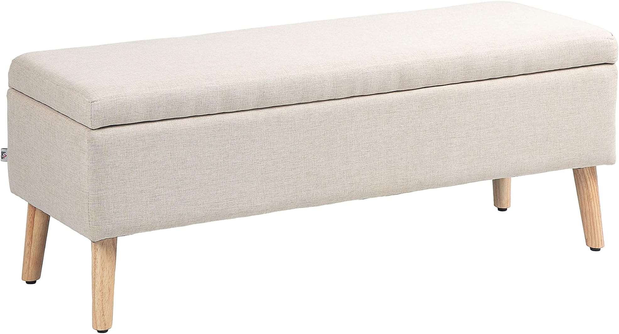 Banc De Rangement Beige En Velours Côtelé Avec Pieds En Acier 112 Cm