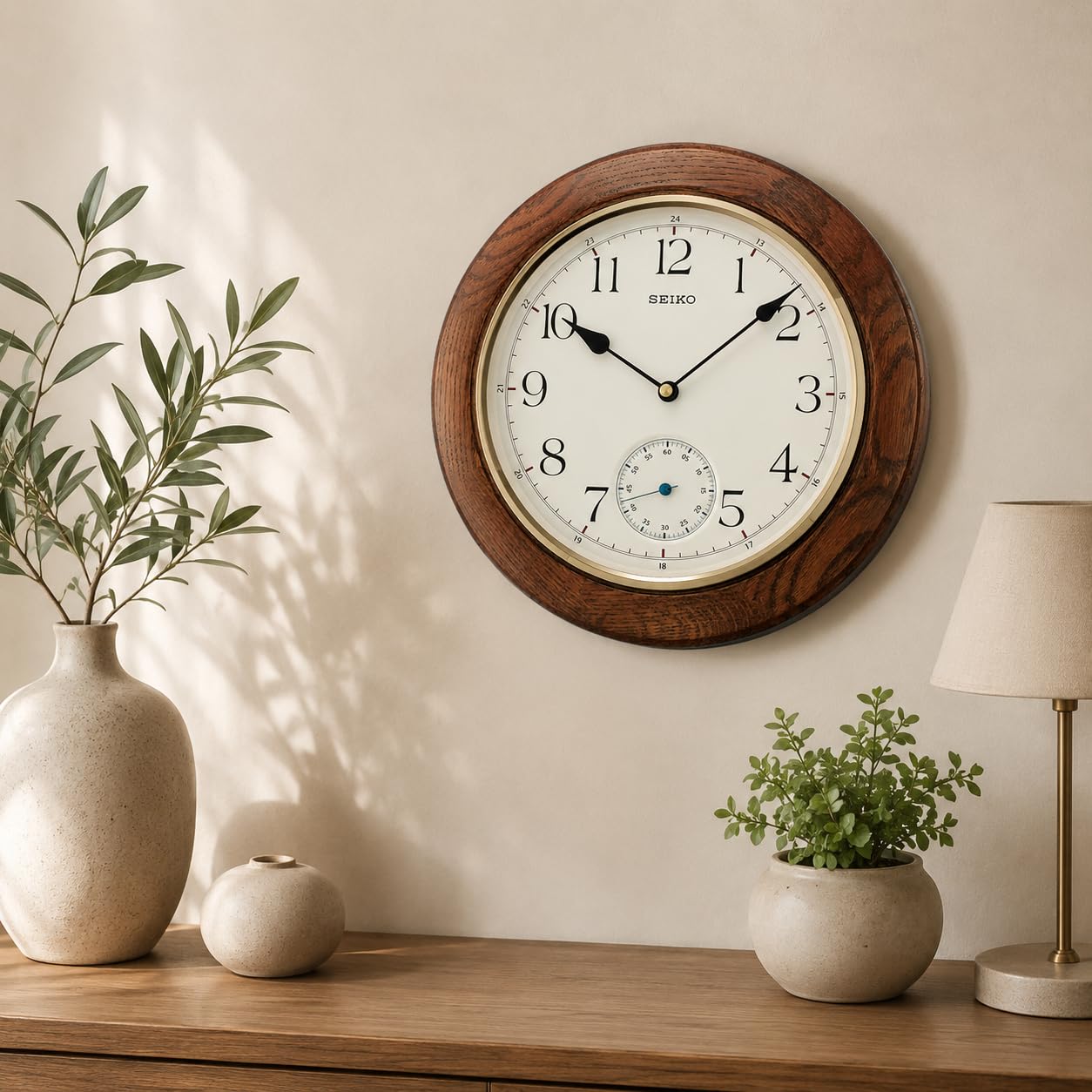 Amazon.com: Seiko Wall Clock Analogue QXA432B QXA432B, Brown, 30