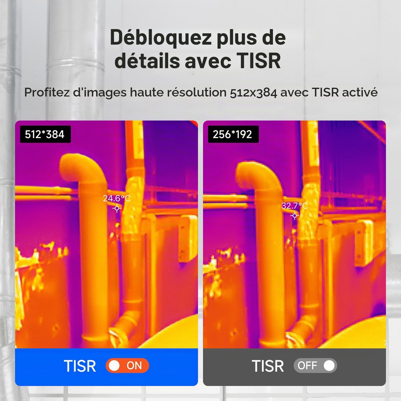 TOPDON Camera Thermique Android TC001 512x384 IR Résolution, Thermique Plage de Température: -20°C à +550°C pour Smartphones et Tablettes Gris