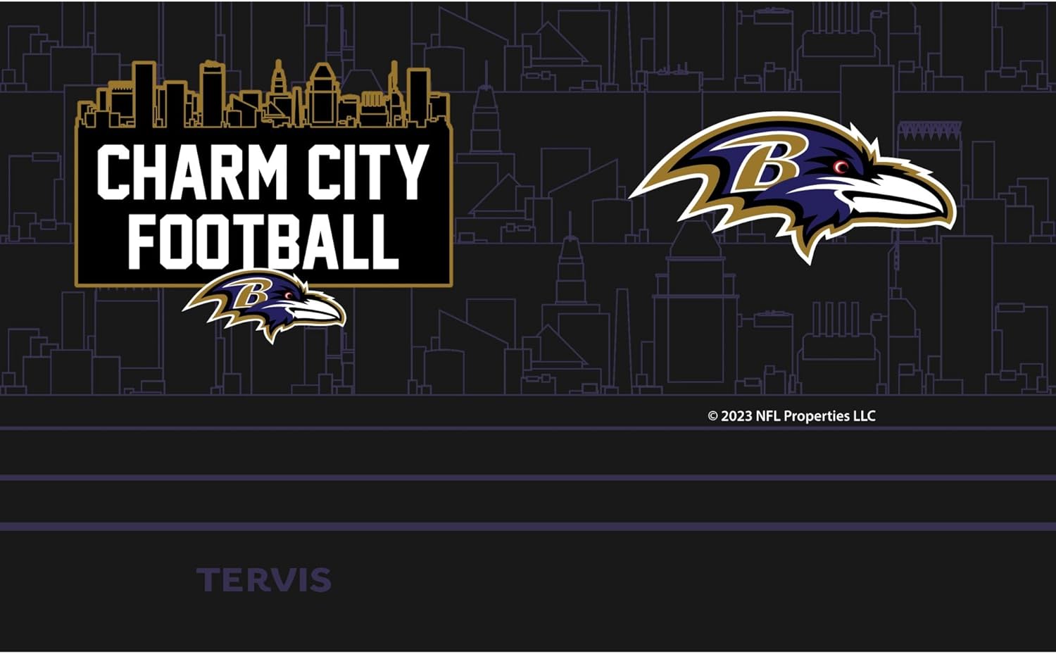 Tervis Traveler NFL Baltimore Ravens - Charm City Slogan Triple Insulated Tumbler Travel Cup Keeps Drinks Cold & Hot, 20oz, Stainless Steel - Image 2