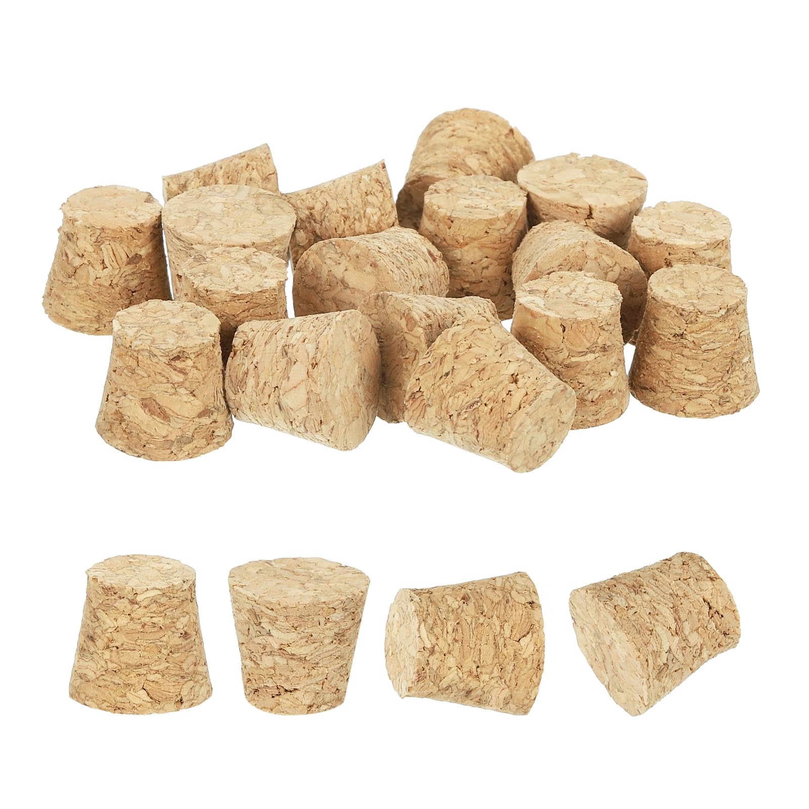 sourcing map 20 Pcs Cork for Bottles Stoppers Cork Plugs, 0.47x0.35x0.39 Inch Soft Wood Natural Tapered Corks for Bar Restaurant DIY Crafts