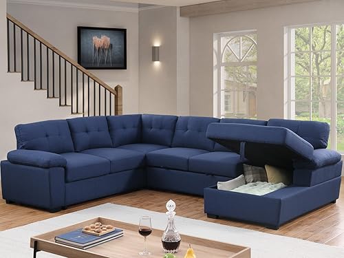 Miniatura 28 de asunflower Sofá cama modular modular con cama extraíble, sofá cama de 6 plazas, sofá cama con almacenamiento en forma de U, sofá cama para sala de