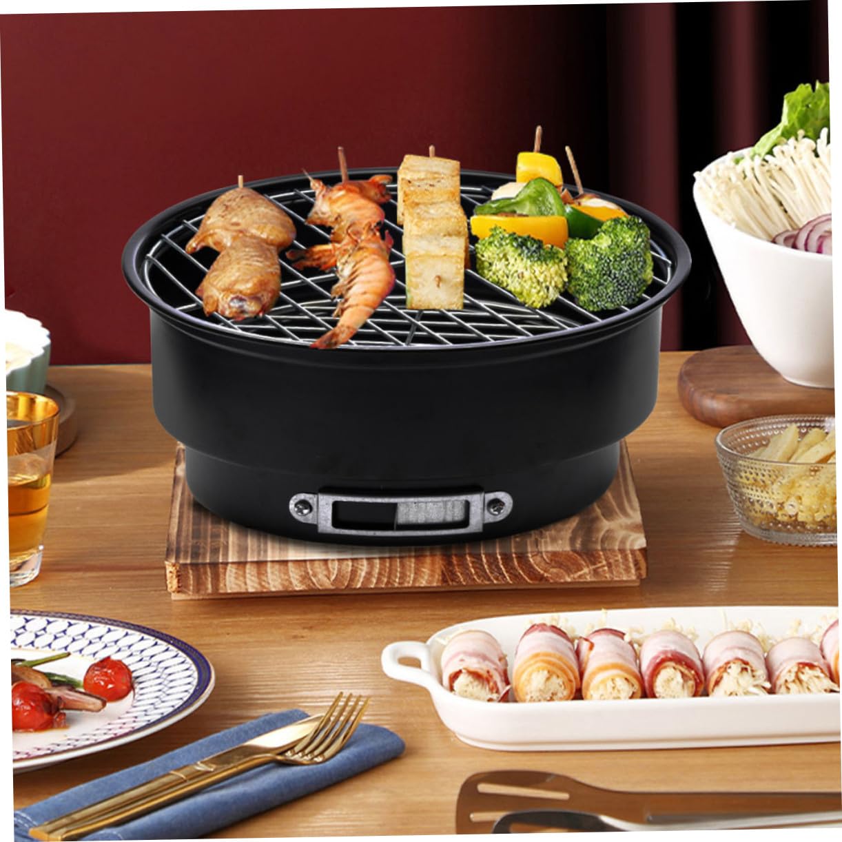 Parrilla de Barbacoa Portátil Desmontable de Acero Inoxidable Negra | Picnic y Senderismo, Diseño Ligero y Fácil de Guardar, Acabado de Fabricación Fina