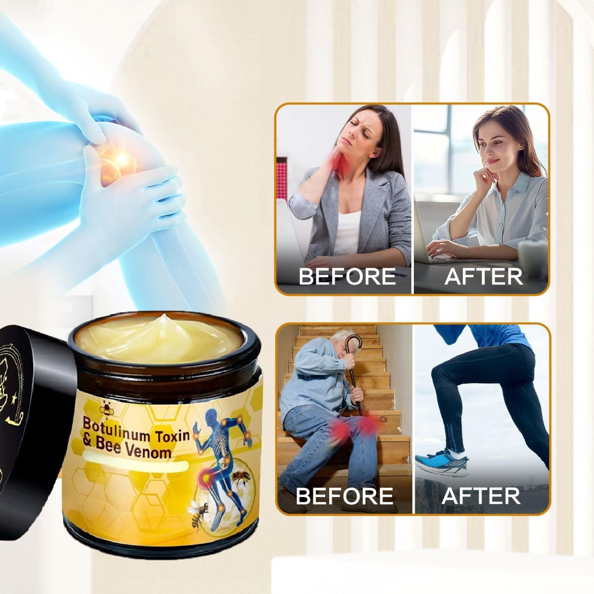 2 Pcs Botulinum Toxin & Bee Venom Bone Healing Cream, Throughout Release Soothing Joint Activities Muscle Massage Gel. ﻿ ﻿ - 3
