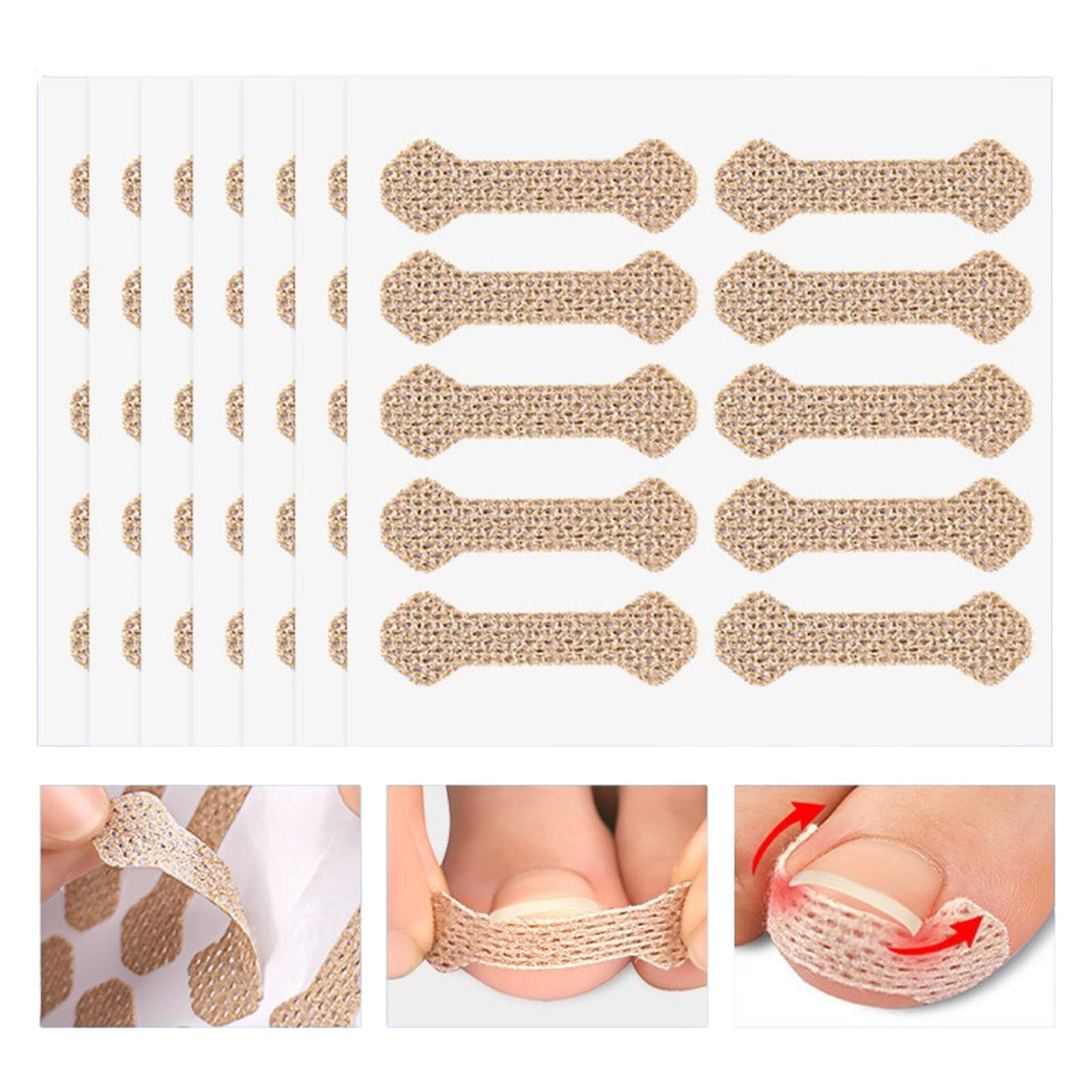OBABO Ingrown Toenail Treatment, 100Pcs Breathable Ingrown Toenail Strips,Painless Ingrown Toenail Tool, Professional Pedicure for Ingrown Toenail, Toenail Corrector Patch (100Pcs)