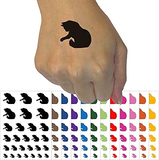 Fluffy Cat Kitten Hitting Something with Paw Claw Temporary Tattoo Water Resistant Fake Body Art Set Collection - White (One Sheet)