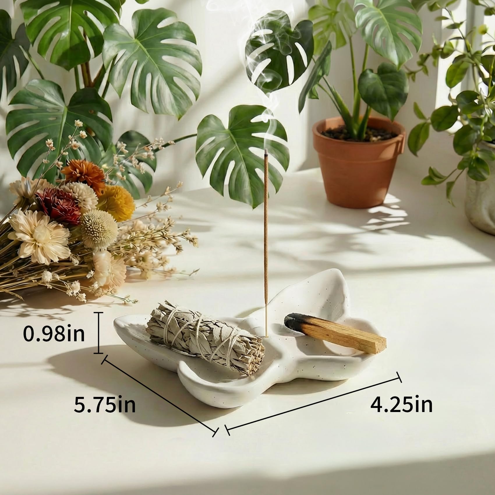 Porta incenso a forma di farfalla, realizzato a mano, in ceramica, per bastoncini di salvia e Palo Santo, bruciatore di incenso per zen, yoga, spa, meditazione, decorazione per la casa, regali