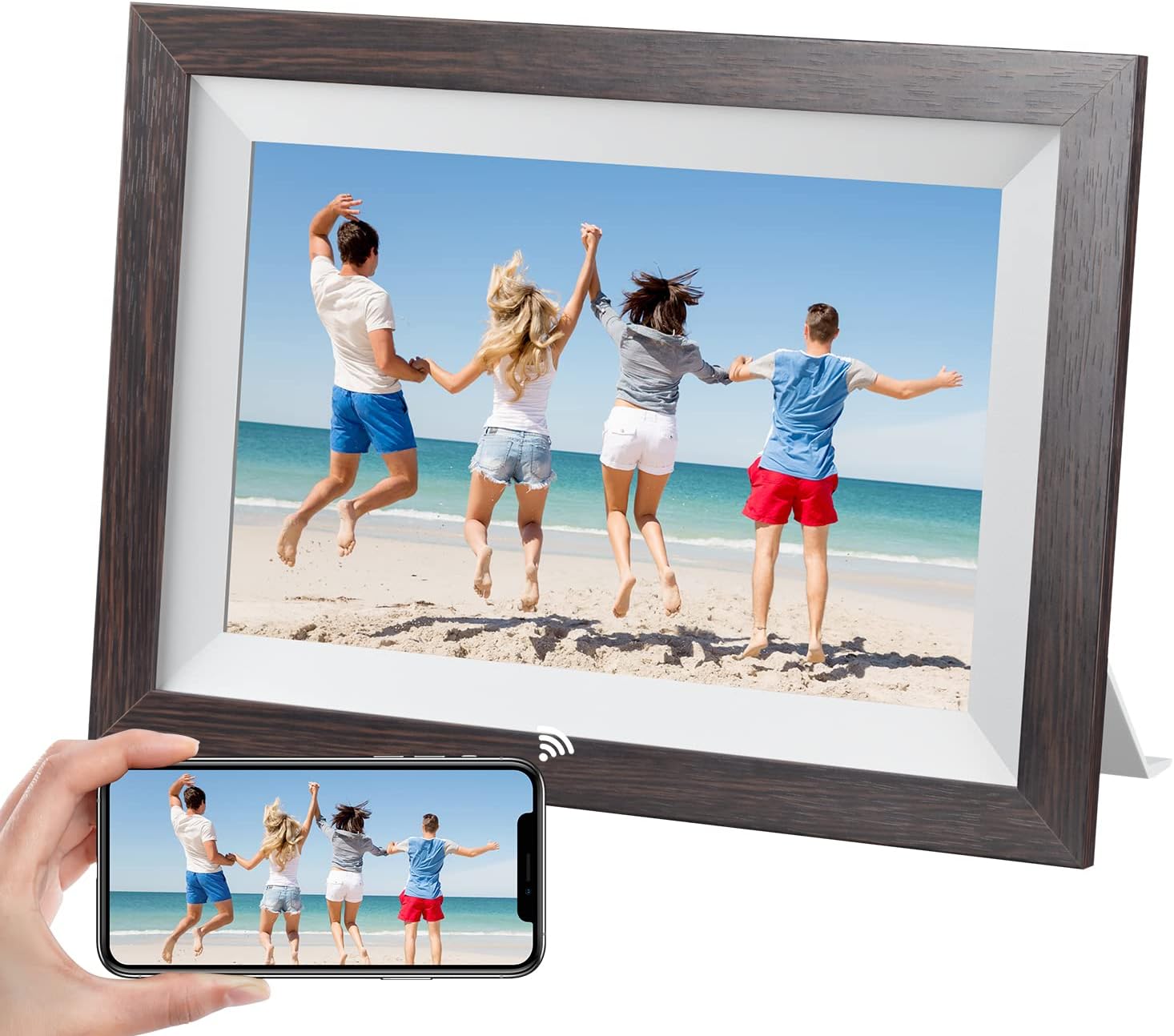 Amazon 【新登場 HD画面 木目】KODAK Wifi デジタルフォトフレーム 10インチ タッチスクリーン 16GB内蔵 写真