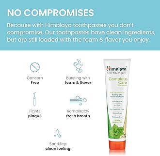 Himalaya Botanique Complete Care Toothpaste, Herbal, Peppermint Flavor, Fights Plaque, Freshens Breath, Fluoride Free, No Artificial Flavors, SLS Free, Cruelty Free, Foaming, 5.29 Oz, 4 Pack…