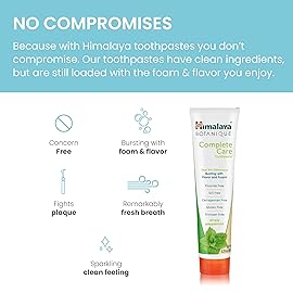 Himalaya Botanique Complete Care Toothpaste, Herbal, Peppermint Flavor, Fights Plaque, Freshens Breath, Fluoride Free, No Artificial Flavors, SLS Free, Cruelty Free, Foaming 5.29 Oz, 2 Pack