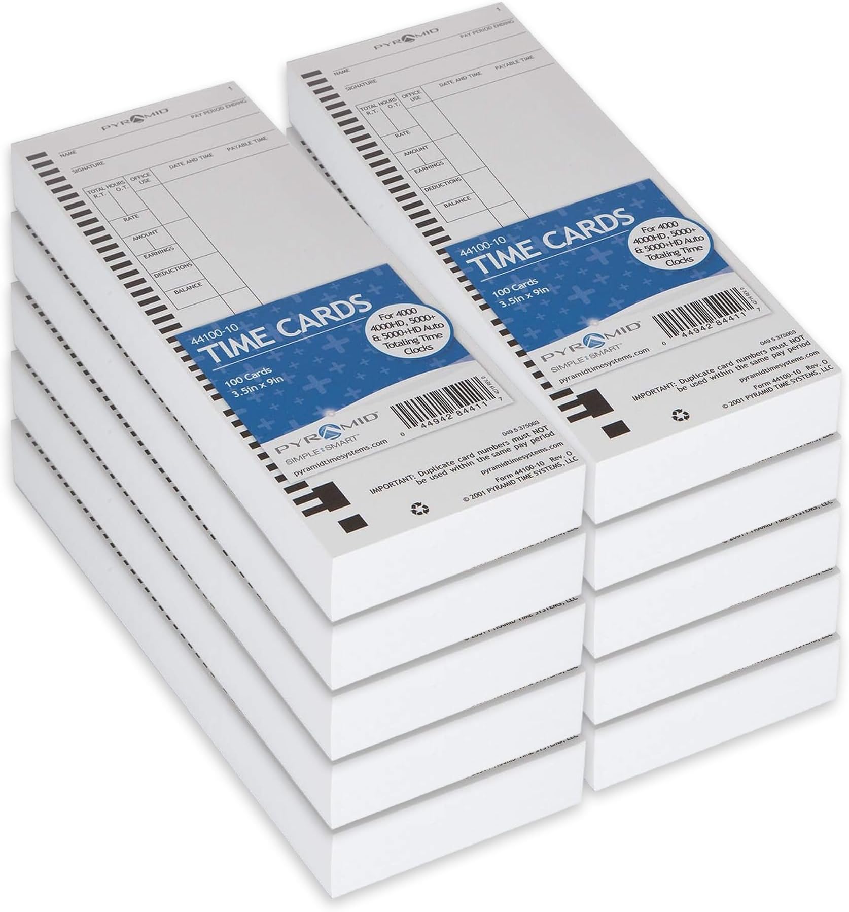 Pyramid Time Systems 44100-10MB 1,000 Count Genuine Time Cards