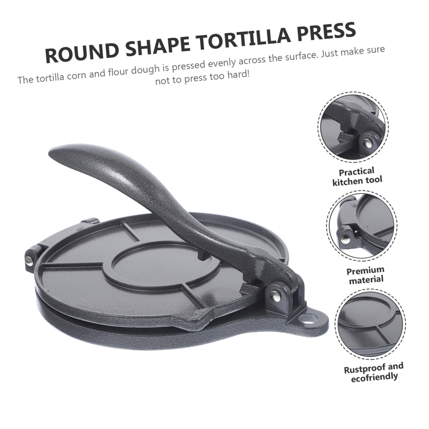 Prensa Para Tortillas De Harina De Acero Inoxidable 10.43X7.87X1.96In Máquina Plegable Para Hacer Tortillas Caseras Y Empanadas Cocina