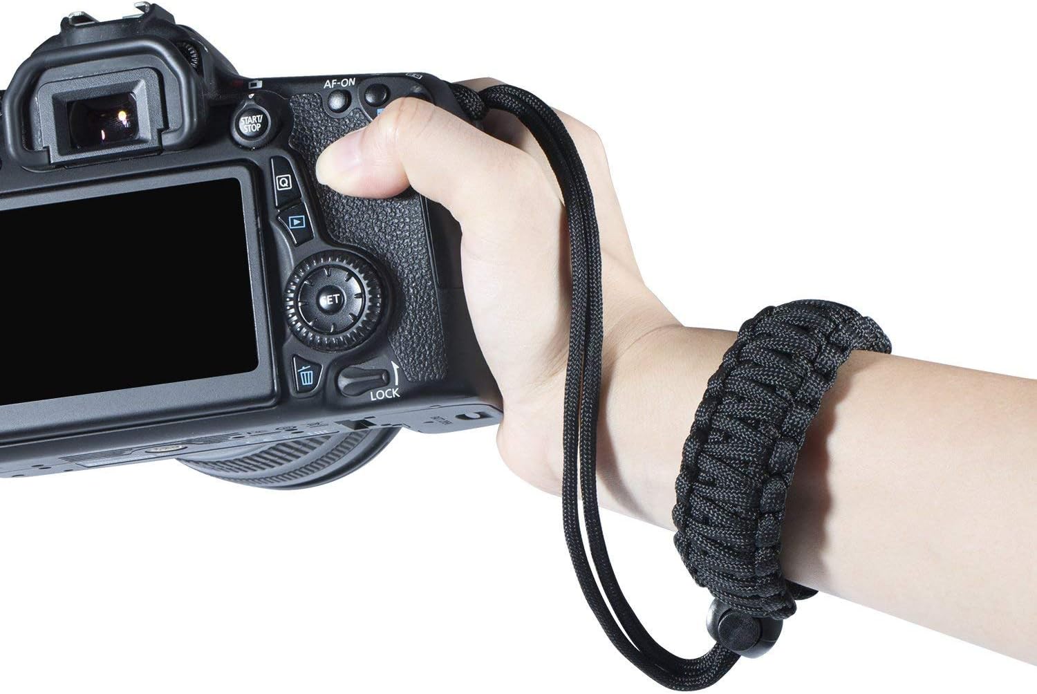 Digital Camera Wrist Strap Handmade Personality Outdoor Survive string Adjustable Camera Wristband Strap for All DSLR Camera Nikon Canon Sony Olympus Samsung Pentax Fujifilm,Black.