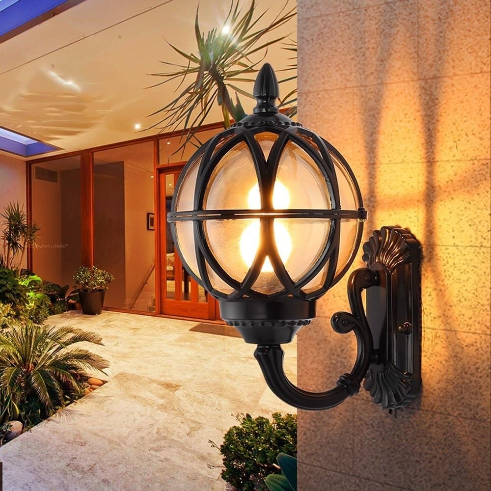 Applique da Esterno in Stile Tradizionale Europeo Victoria, Design retrò Creativo, Impermeabile e Resistente alla Pioggia, in Vetro, per Patio, Balcone, Giardino, Villa, Attacco E27