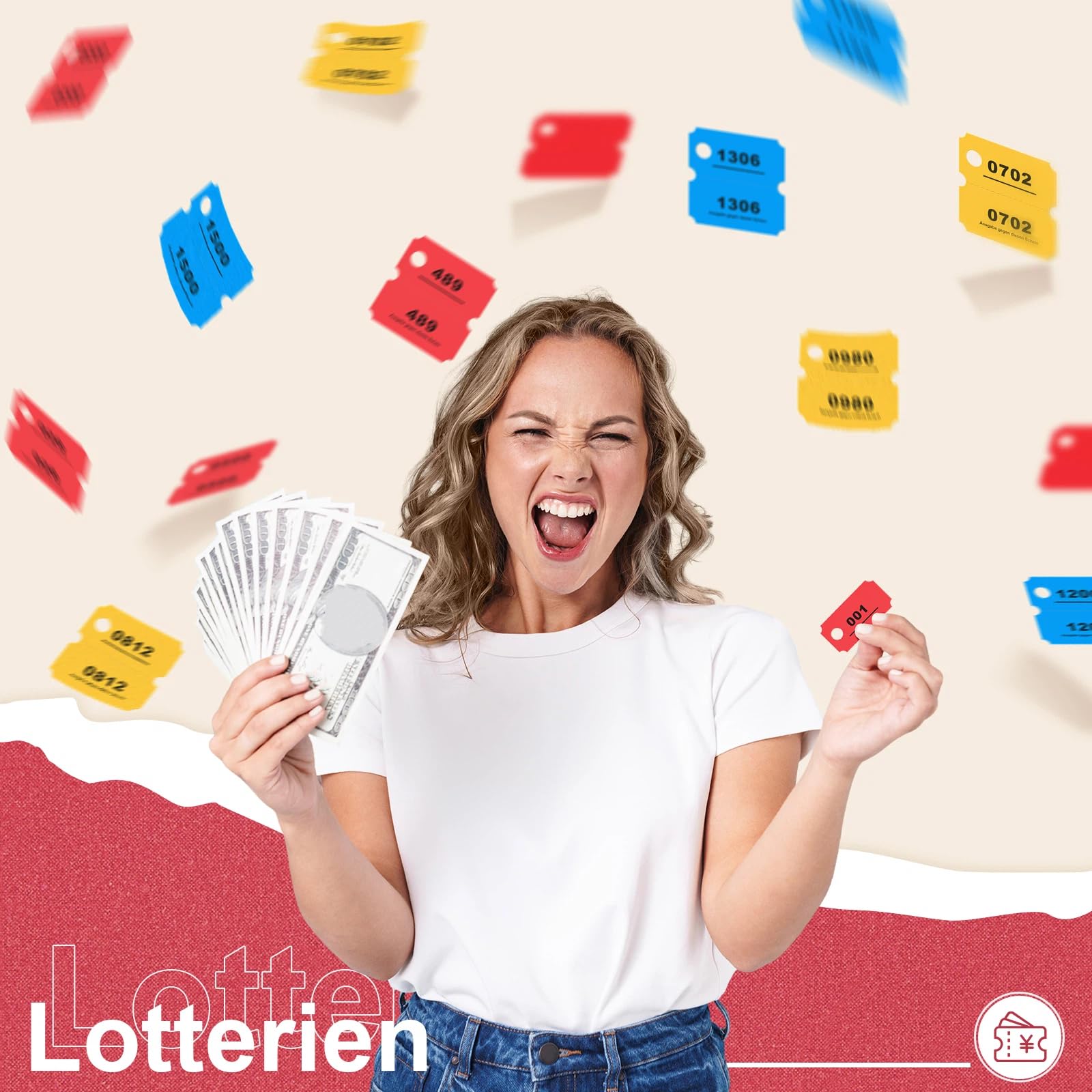 Nezyo Numeri per Guardaroba 1-1500 Biglietto Guardaroba Biglietti per Lotteria Numerati Scontrini Numerati Buoni Bevande e Pasti Servizio Lavanderia per Ferias Rifas Sorteo Consumición,5 x 2,5 cm