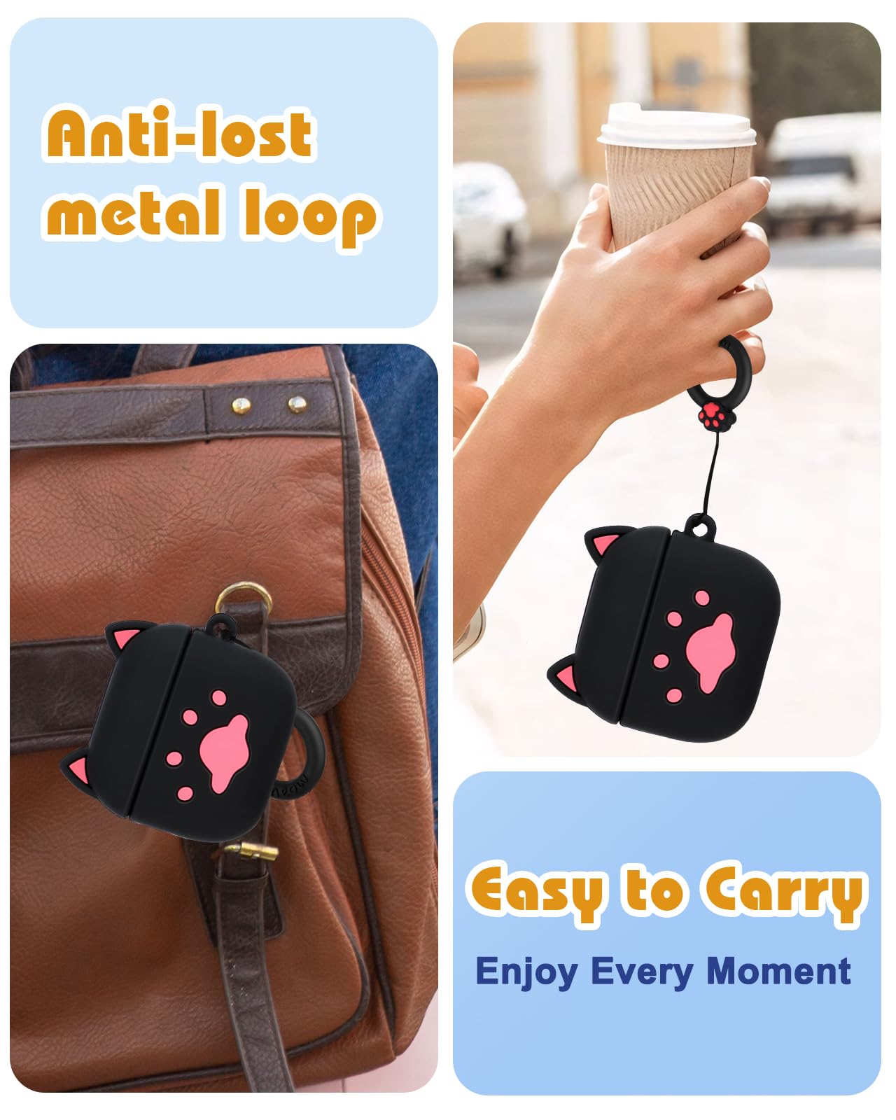Boaretiu Schutzhülle für Airpods 4, niedliches Cartoon-Kawaii, lustiges 3D-Design, weiche Silikon-Schutzhülle mit Karabiner und Reiniger-Set, lustige coole Schale, stilvoll für Mädchen, Teenager