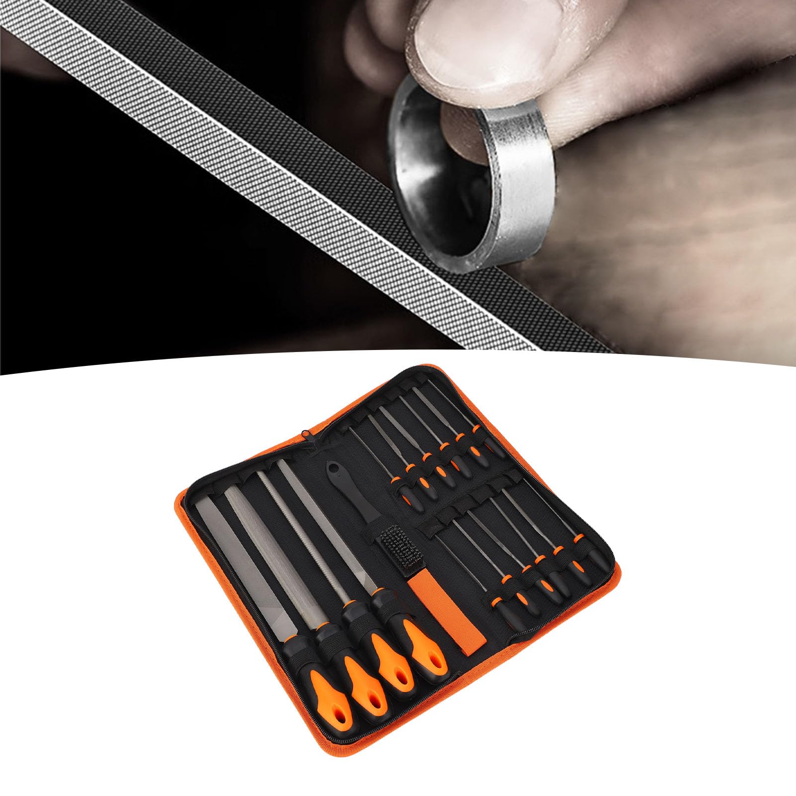Set di 18 limette in acciaio T12, limette manuali professionali in metallo con punta a ago e grandi limette piatte, triangolari e semicircolari; include custodia di conservazione e