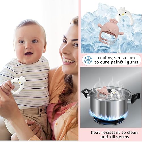 Miniatura 4 de 2 juguetes de dentición con forma de pollito para bebés, mordedores de muñeca que nunca se caen, juguetes masticables para bebés para necesidades de