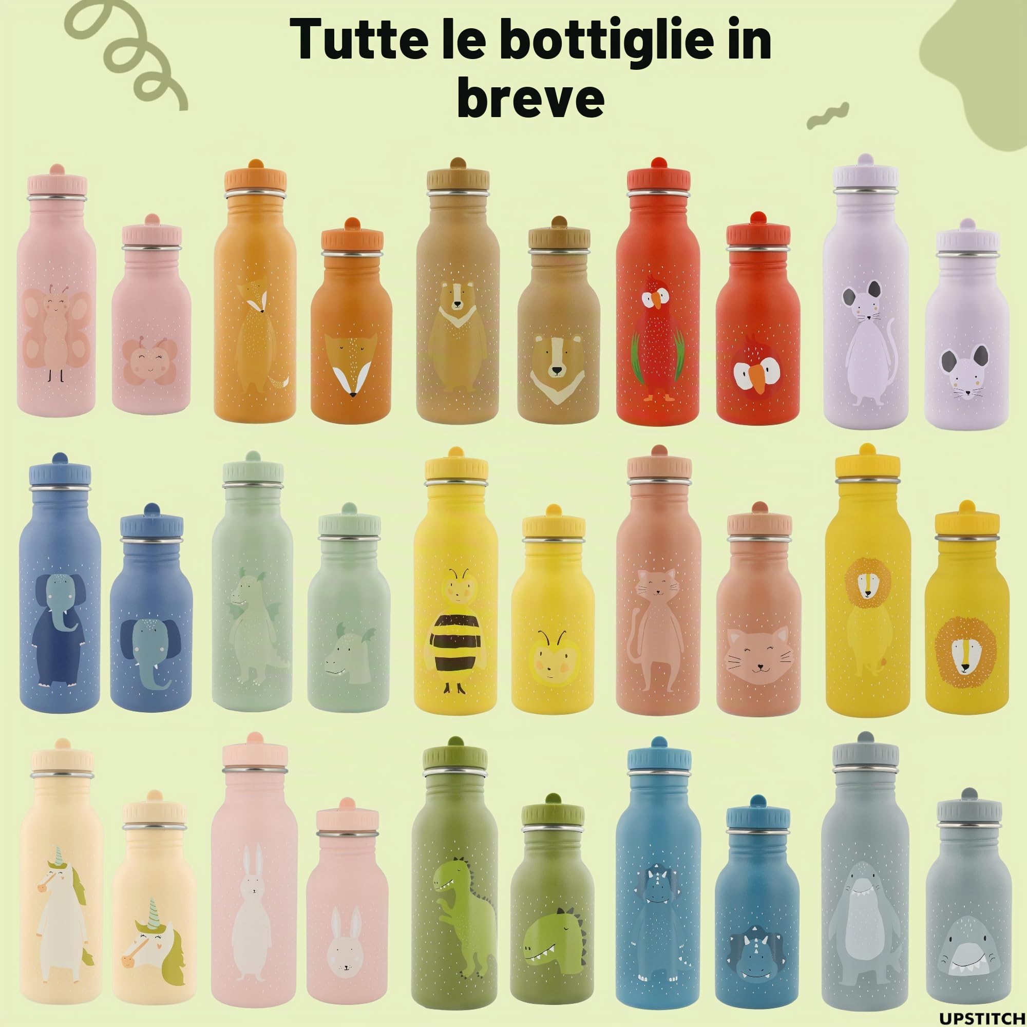 Trixie - Borraccia personalizzata per bambini, in acciaio inox, 500 ml, con nome per ragazze e ragazzi, a prova di perdite, antiruggine e adatta ai bambini