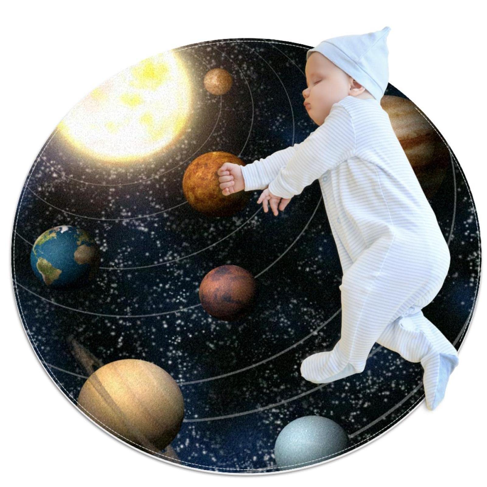 Tapis enfants animaux et planètes 80cm au design exclusif