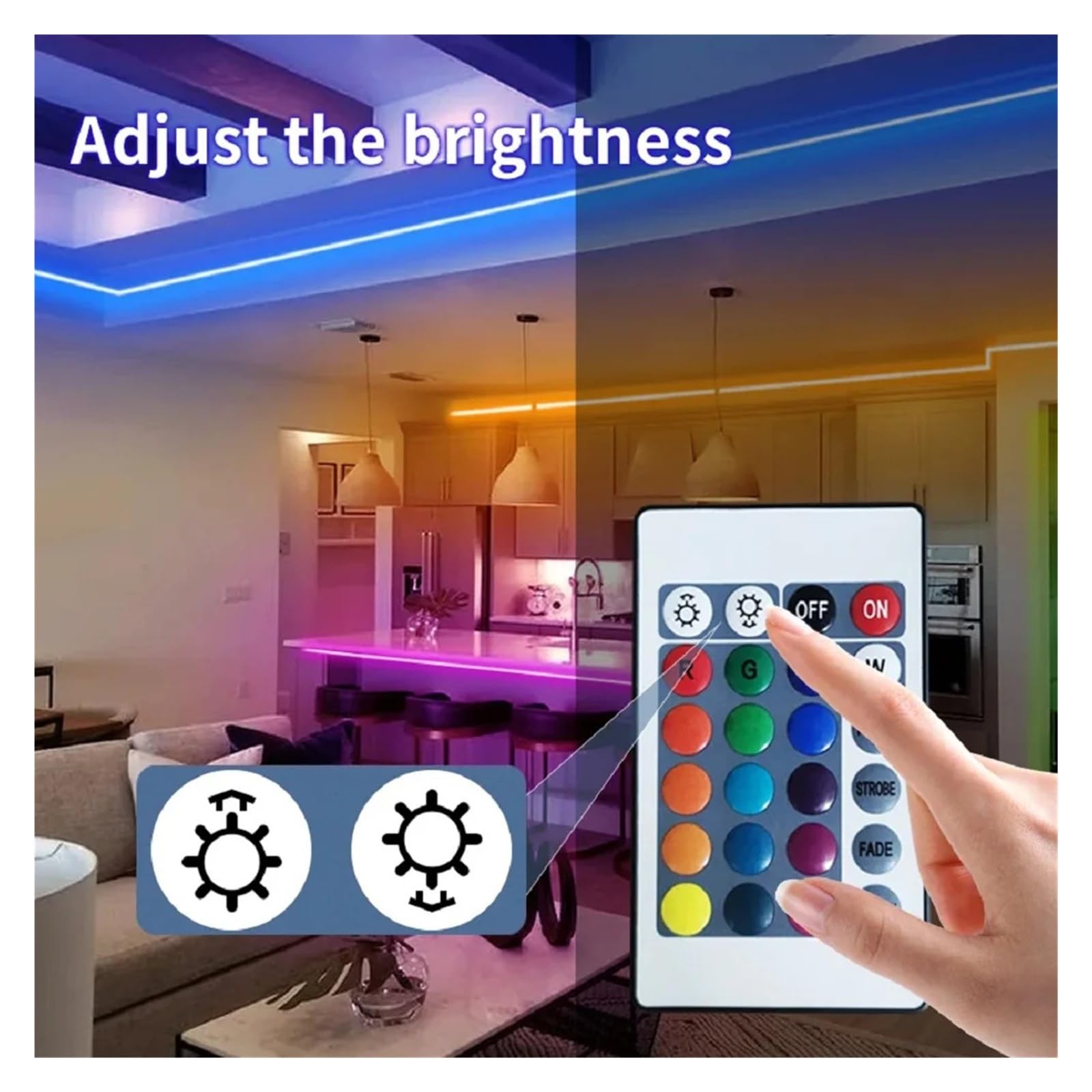 Tira de luces LED RGB USB de 3,28 pies-100 pies, aplicación y Control remoto de 44 teclas, lámpara de cinta LED 3535, retroiluminación de TV for sala de juegos, decoración del hogar(BLUETOOTH 44K_30M)