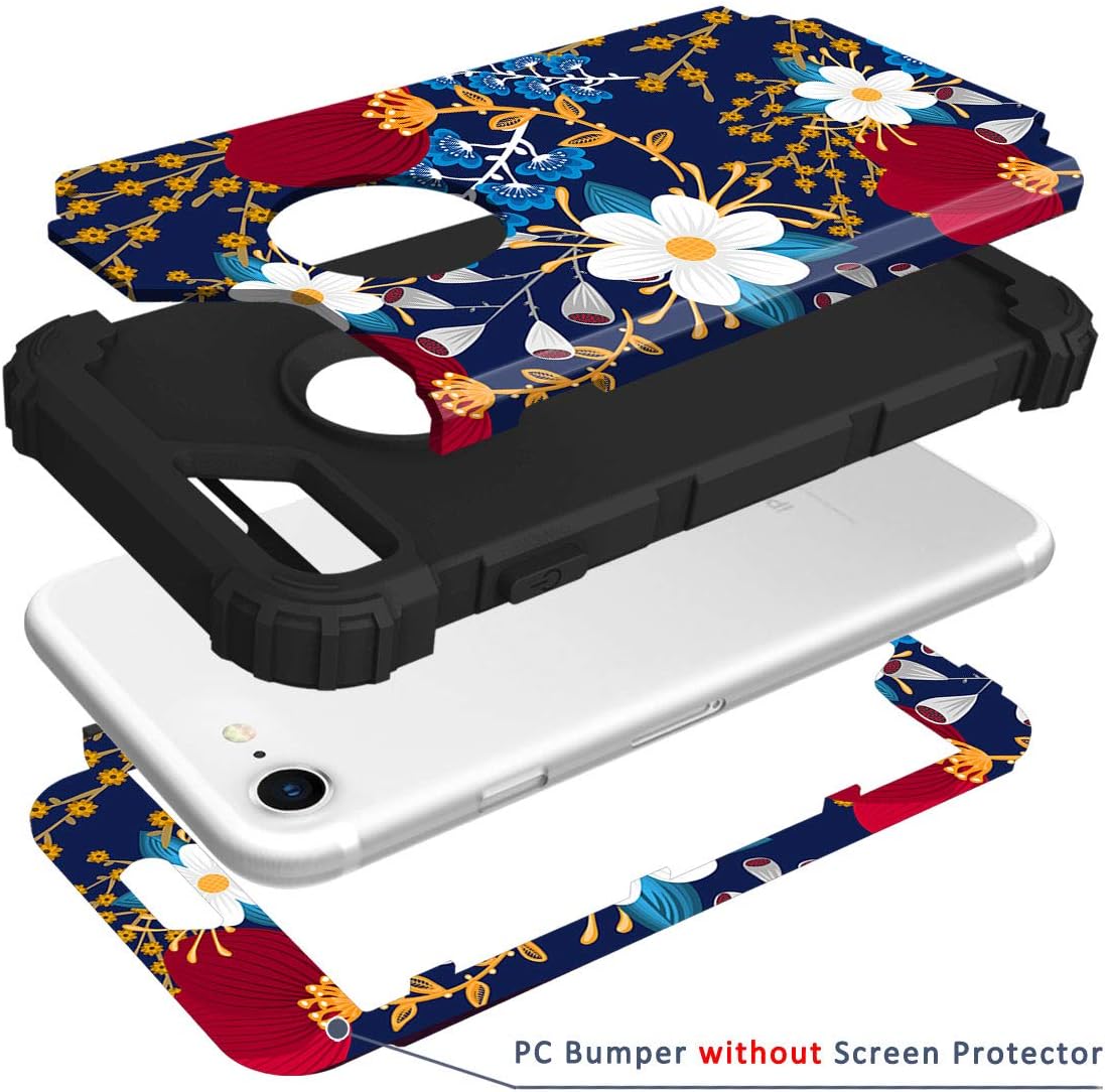 Hocase iPhone 8 Case iPhone 7 Case, Shockproof Protection Heavy Duty Hard Plastic+Silicone Rubber Bumper Full Body Protective Case for iPhone 8, iPhone 7 (4.7-Inch Display) - Creative Flowers