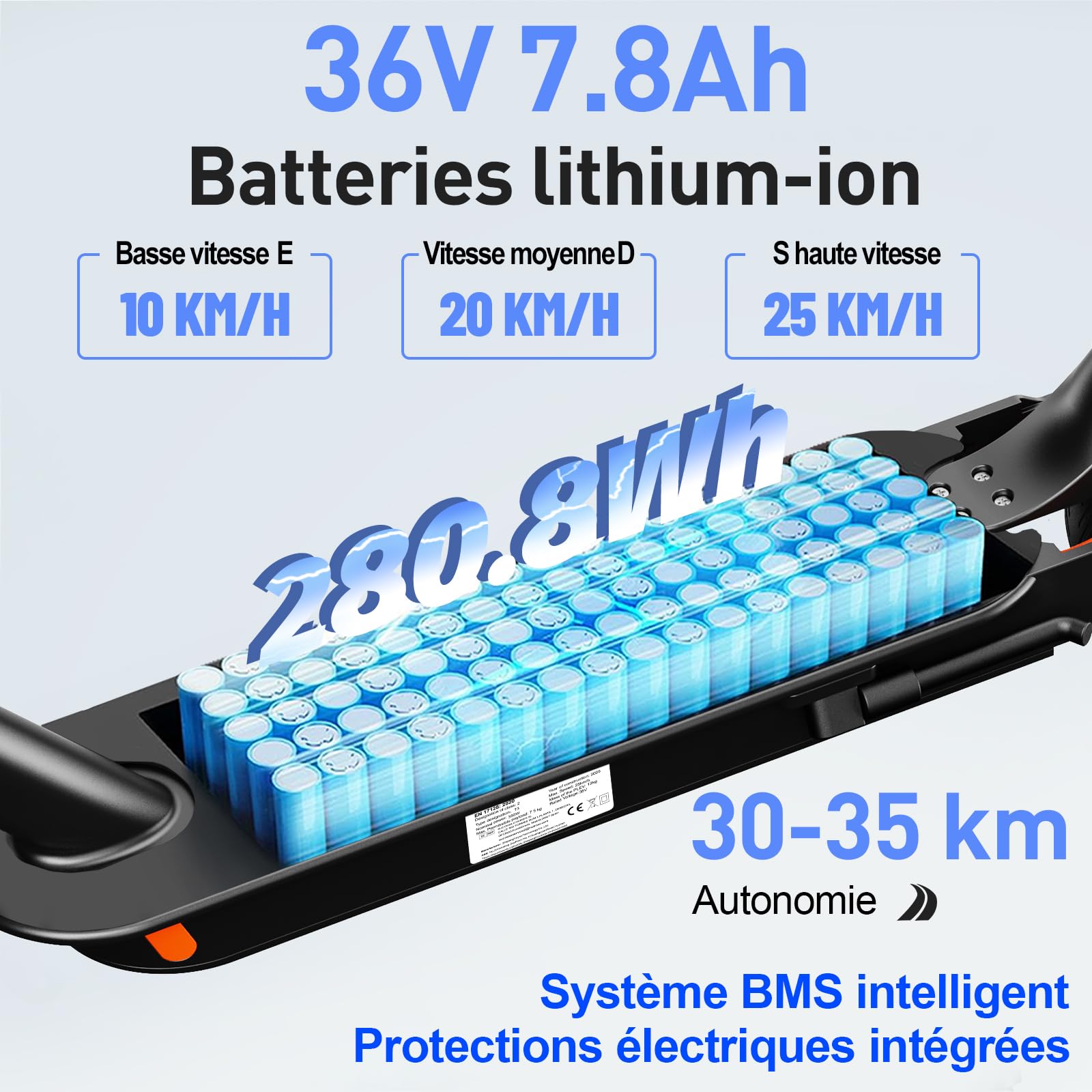 Trottinette Électrique Adulte antivol Ultra Legere, avec Clignotants et amortisseurs Autonomie 30km 350W 36V 7,8 Ah, Pneus Nid d’Abeille Increvables, Application Bluetooth Scooter Electrique Adulte