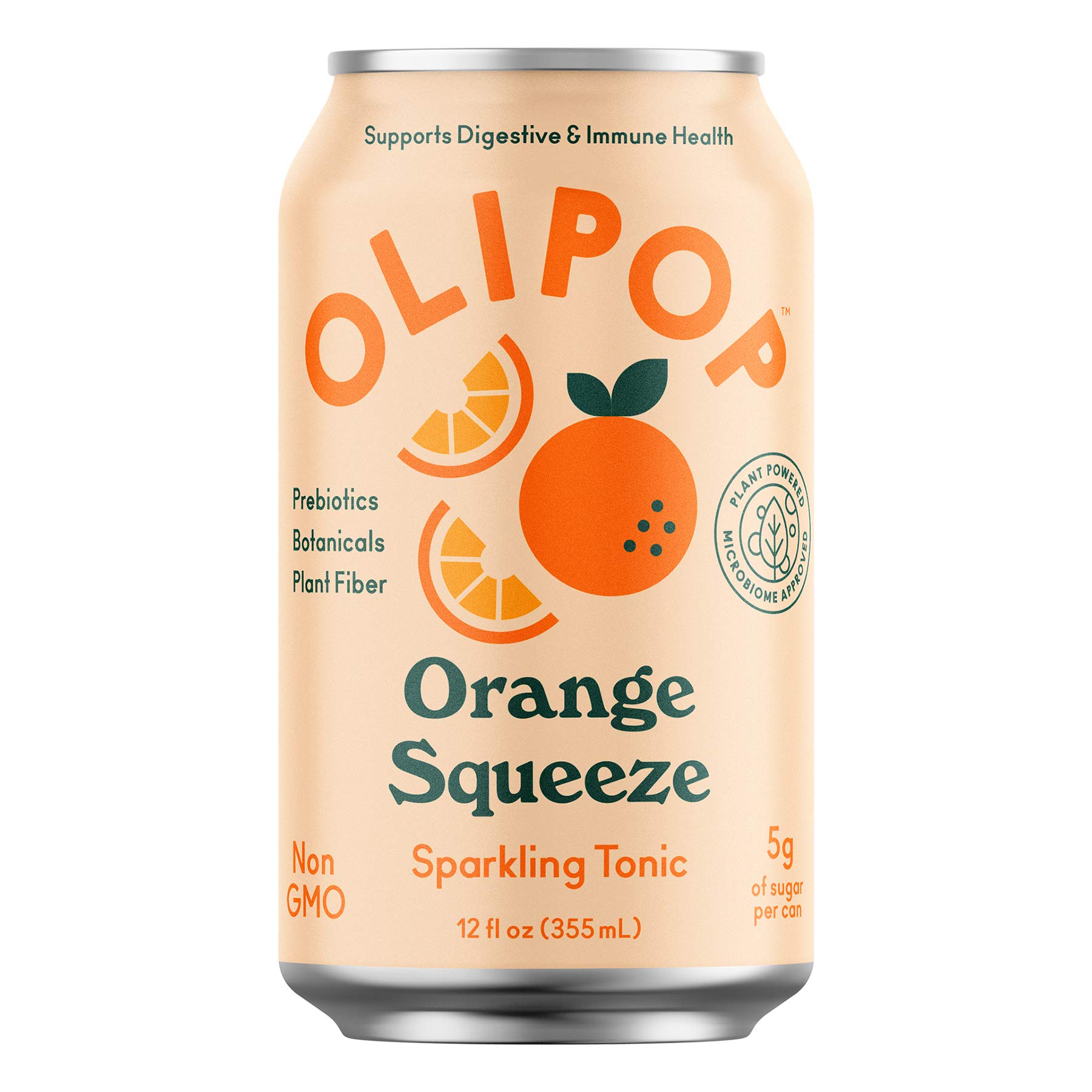 OLIPOP Orange Squeeze Sparkling Tonic, Healthy Soda, Prebiotic Soft