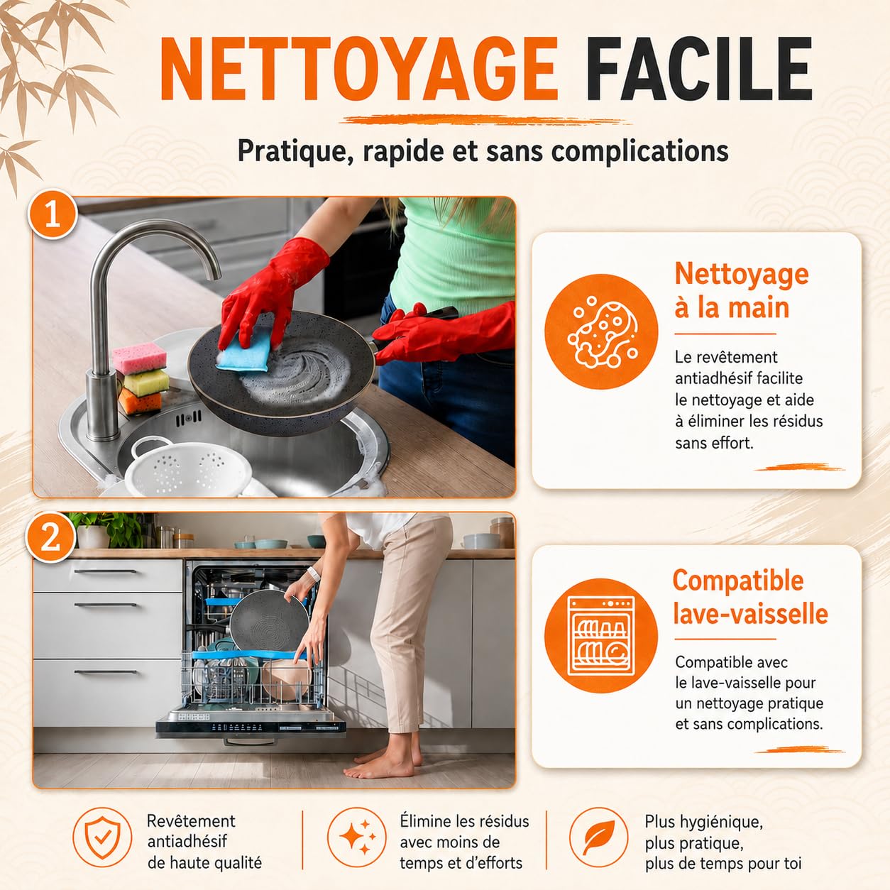 TEHORNEO Wok Induction, Wok, 28 cm Aluminium Antiadhésif Sans Pfas, Poele Wok, Poele Wok Induction, Woks et Poêles à frire, Wok 28 cm, Compatible avec Induction, Vitro, Gaz et Électriques