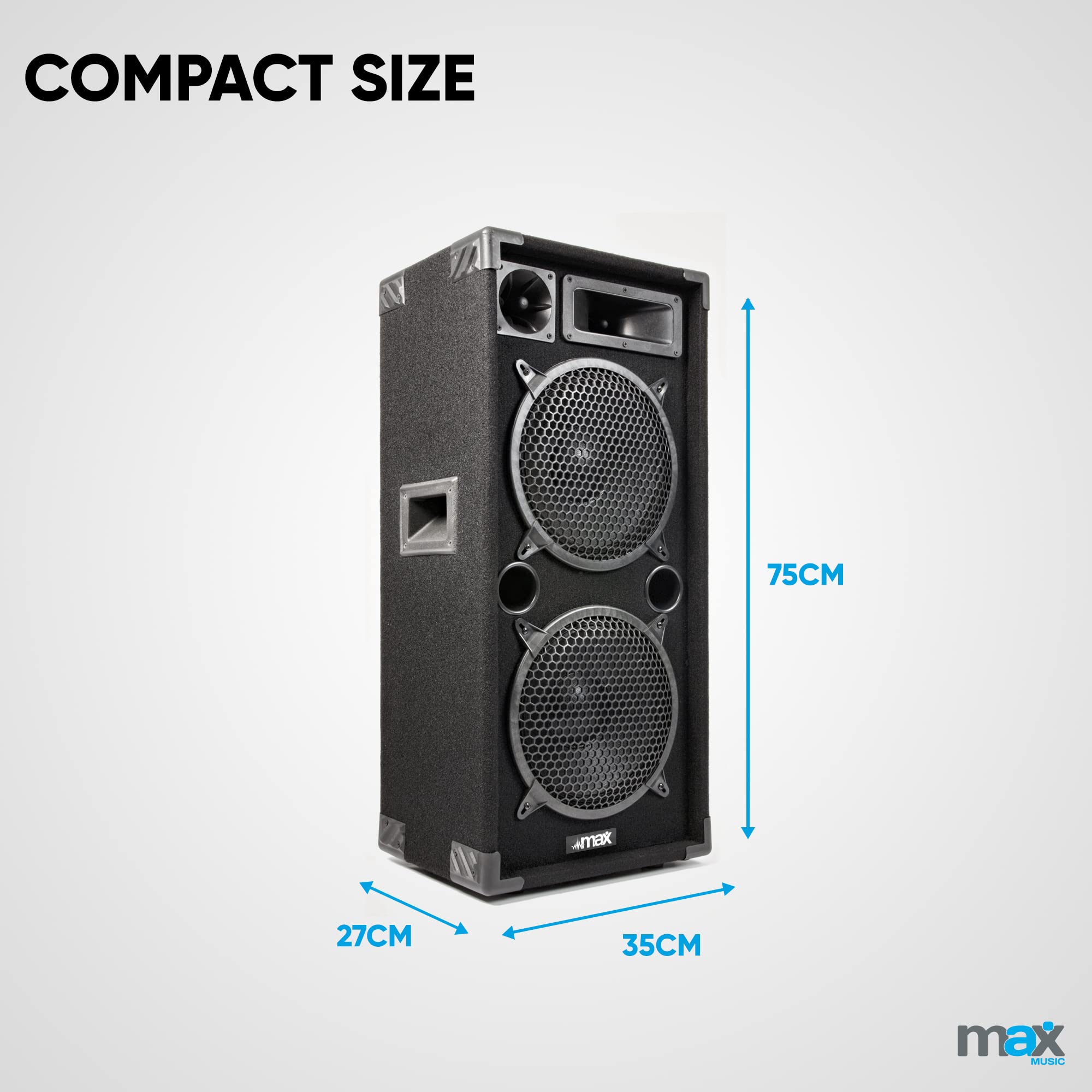 Max210 - Enceinte Sono Passive, Puissance de 1000 Watts, 2 Woofers de 10 Pouces, Tweeter Clair, Portable et Robuste, Idéale pour Les Soirées à la Maison, Les Karaokés, Les Fêtes ou DJ Mobiles