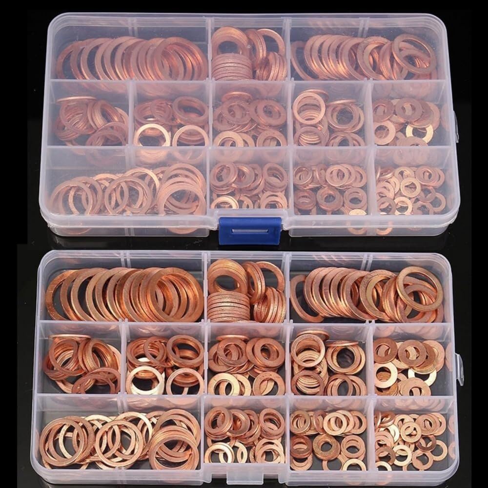 400/200 szt. Podkładka miedziana uszczelka stała uszczelka olej do podkładek do łodzi płaski pierścień uszczelniający narzędzie(400pcs)