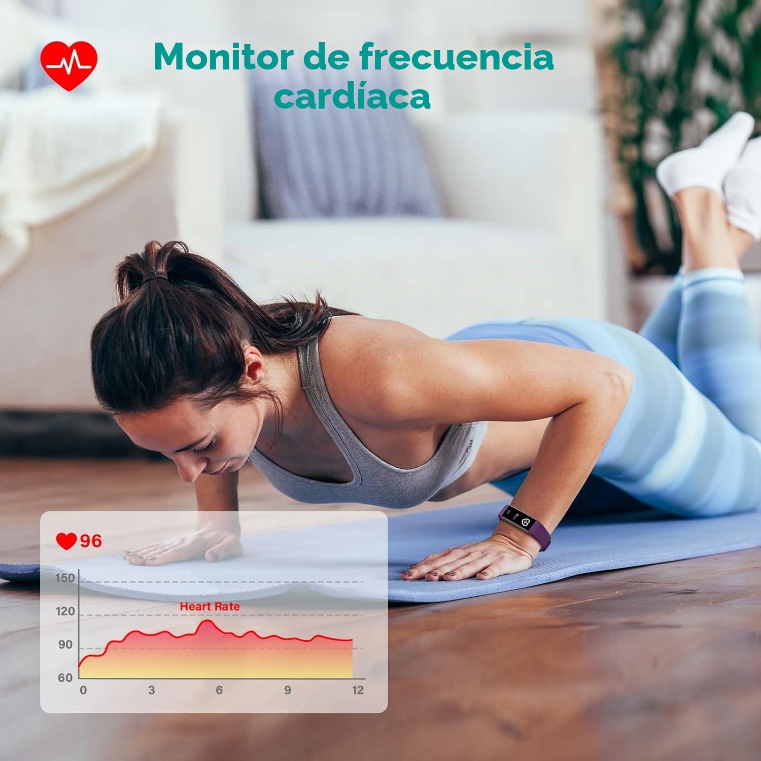 Smart Band Reloj Inteligente IP68 Frecuencia Cardíaca SpO2 Presión Arterial 16 Modos Deportivos Podómetro
