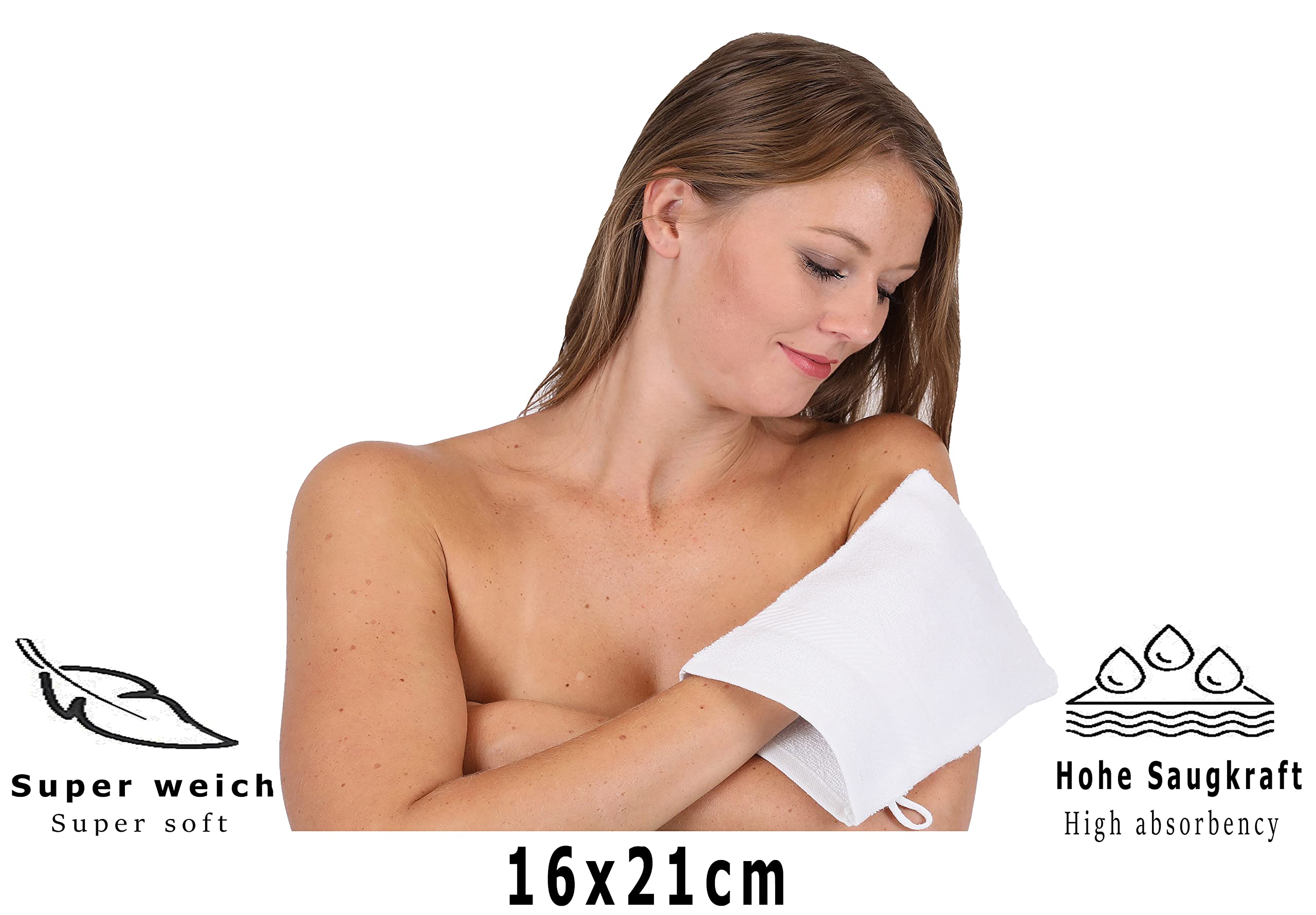 Betz 10-TLG. Handtuch-Set Palermo 100% Baumwolle 6 Handtücher 2 Gästetücher 2 Waschhandschuhe Farbe weiß